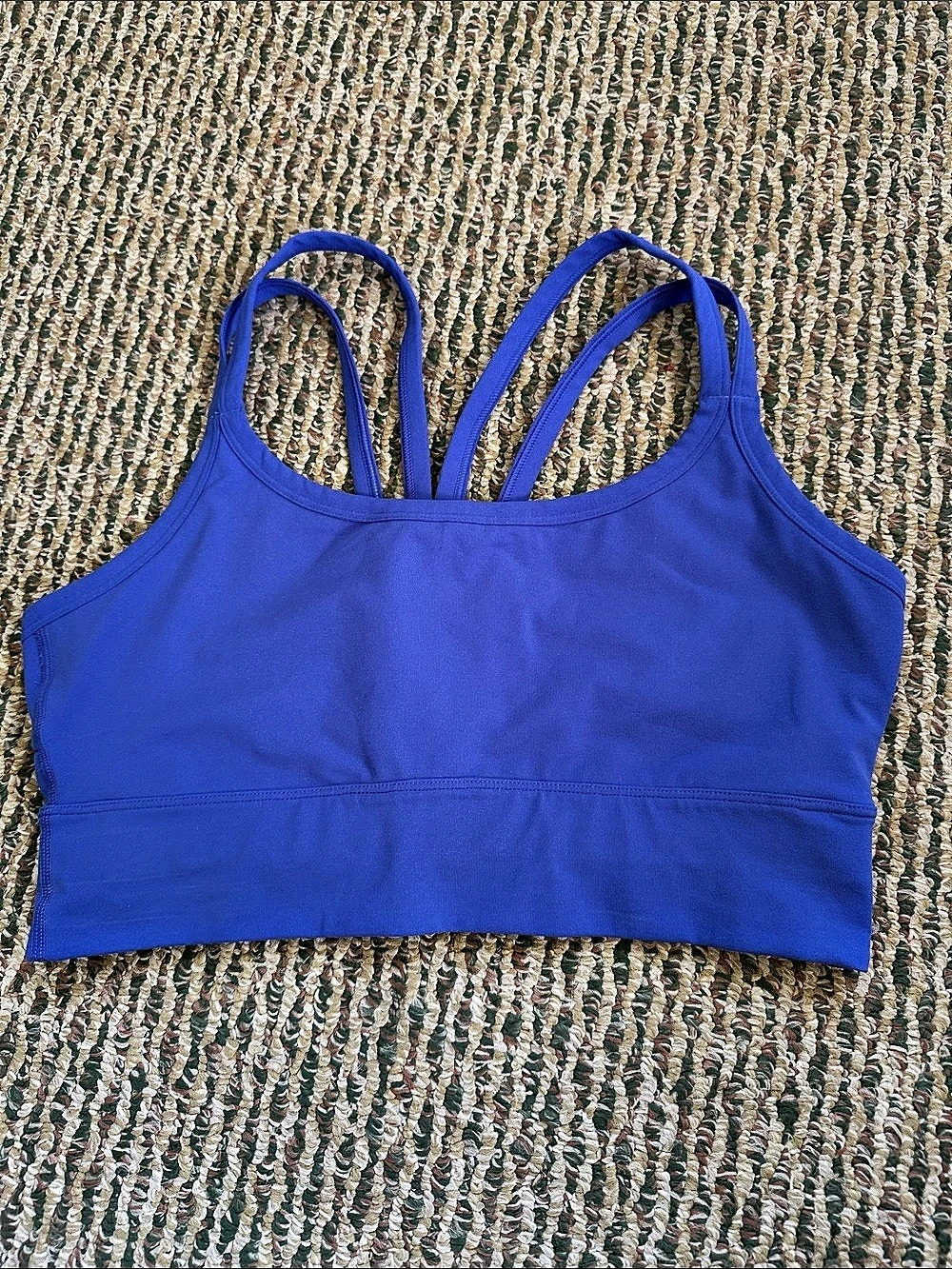 Fabletics Blue Sports Bra with Strappy Racerback